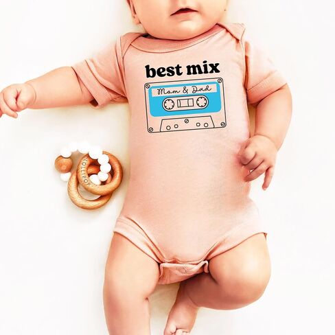 Olive Loves Apple Best Mix Mom and Dad Cassette Tape Shirt or Bodysuit for Girls and Boys in Saudi Arabia