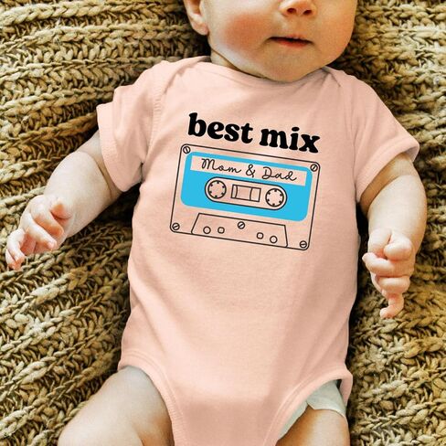 Olive Loves Apple Best Mix Mom and Dad Cassette Tape Shirt or Bodysuit for Girls and Boys in Saudi Arabia