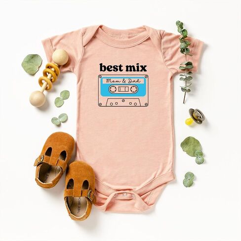 Olive Loves Apple Best Mix Mom and Dad Cassette Tape Shirt or Bodysuit for Girls and Boys in Saudi Arabia