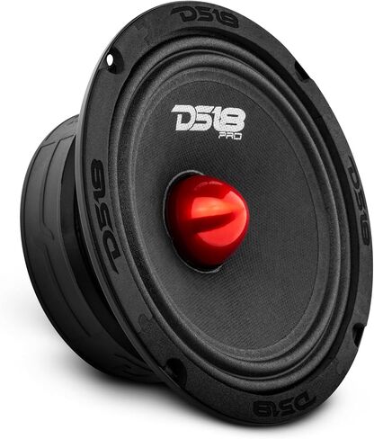 DS18 PRO-GM6.4B Loudspeaker - 6.5", Midrange, Red Aluminum Bullet, 480W Max, 140W RMS, 4 Ohms - Premium Quality Audio Door Speakers for Car or Truck Stereo Sound System (1 Speaker) in Kuwait