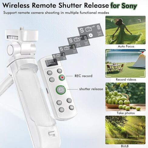 Hanpusen Tripod لكاميرا Sony ، قبضة إطلاق النار اللاسلكية مع إصدار مصراع-حامل ثلاثي القوائم مع جهاز تحكم عن بعد قابل لإعادة الشحن لـ ZV-E10/ZV-1/ZV-1F/A6400/A6700/A6100/A7 IV/RX0 II/FX3 ، استبدال GP-VPT2BT in Kuwait