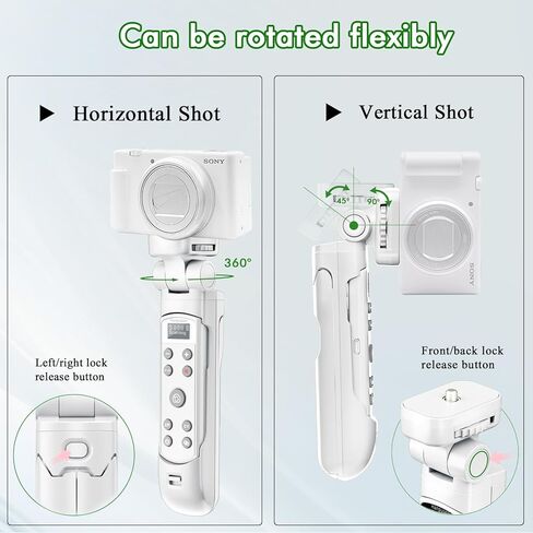 Hanpusen Tripod لكاميرا Sony ، قبضة إطلاق النار اللاسلكية مع إصدار مصراع-حامل ثلاثي القوائم مع جهاز تحكم عن بعد قابل لإعادة الشحن لـ ZV-E10/ZV-1/ZV-1F/A6400/A6700/A6100/A7 IV/RX0 II/FX3 ، استبدال GP-VPT2BT in Kuwait