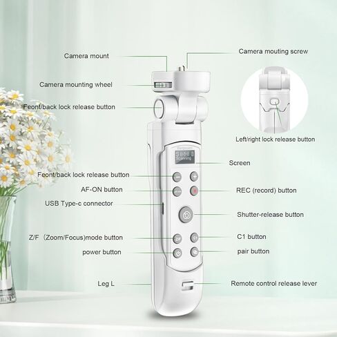 Hanpusen Tripod لكاميرا Sony ، قبضة إطلاق النار اللاسلكية مع إصدار مصراع-حامل ثلاثي القوائم مع جهاز تحكم عن بعد قابل لإعادة الشحن لـ ZV-E10/ZV-1/ZV-1F/A6400/A6700/A6100/A7 IV/RX0 II/FX3 ، استبدال GP-VPT2BT in Kuwait