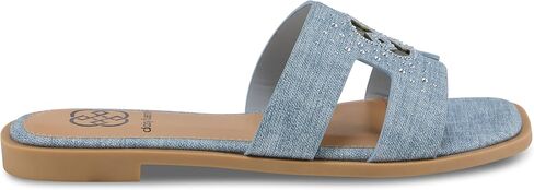Daisy Fuentes Women's Slip-On Sandals Zain – Comfortable Design in Denim Blue and Linen White, Sizes 6-10 in Saudi Arabia