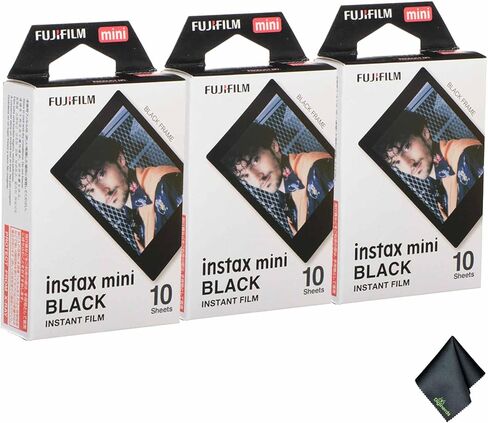 FUJIFILM INSTAX MINI Black Instant Film (30 Exposures) Bundle with Microfiber Cleaning Cloth in Saudi Arabia