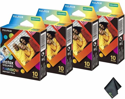 FUJIFILM INSTAX Square Rainbow Instant Film (40 Exposures) Bundle with Microfiber Cleaning Cloth in Saudi Arabia