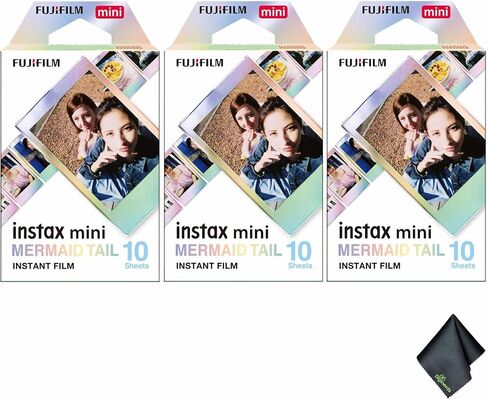 FUJIFILM INSTAX MINI Mermaid Tail Instant Film (30 Exposures) Bundle with Microfiber Cleaning Cloth in Saudi Arabia