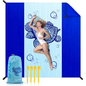 Beach Blanket Waterproof Sandproof Oversized 79" X 83" Soft Durable Light Weight and Portable Beach Mat with Corner Pockets for 4-6 Adults Outdoor Picnic Mat with Pocket for Travel Camping Hiking in Kuwait