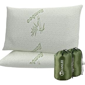 Camping Pillow for Sleeping 2 Pack,Travel Pillow Compact,Shredded Memory Foam Pillow Packable with Storage Bag,Soft Cover,Portable Small Pillow for Camp Backpacking Hiking Gear&Accessories