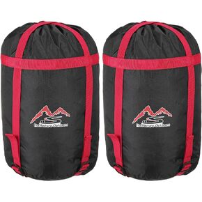 PATIKIL Compression Stuff Sack, 2 Pack S Size Waterproof Sleeping Bag Storage Sack Portable Compression Bag for Backpacking Camping, Black Red