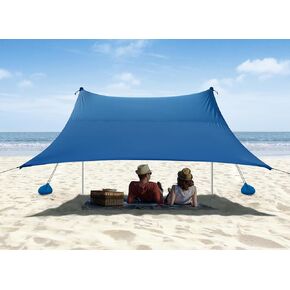 Beach Tent, Camping Sun Shelter 10 x 10ft, with 4 Sandbags, UPF50+, Includes Sand Shovel, Ground Pegs & Stability Poles, Pop Up Beach Canopy Sunshade for Fishing, Backyard Fun or Picnics