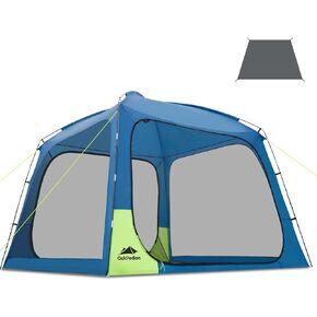 غرفة شاشة منزلية مقاس 10 × 10 أقدام للتخييم، خيمة شبكية شبكية ذات مظلة حائطية، خيمة شاشة بعامل حماية من الأشعة فوق البنفسجية 50+ مع أرضية لأنشطة التخييم في الهواء الطلق in Kuwait