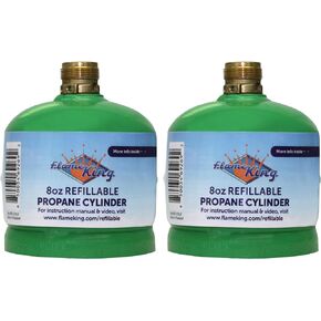 Flame King FK-0.5LB-2 (1/2LB) Refillable Empty Propane Cylinder Tank for Small Propane Lamps, Lanters and Camp Stoves (2-pack)