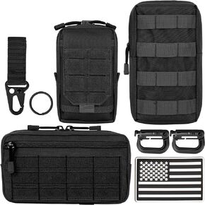 Tactical Molle Utility Pouch Kit, Essential Molle Accessories Bag - EDC Pouch, Sports Water Bottle Bag, Medical Pouch, Belt Pouch, Phone Pouch for Outdoor Enthusiasts