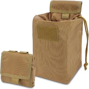 AIKATE Molle Dump Pouch, Roll-Up Drawstring Magazine Utility Pouch Recovery Storage Pack for Range Shooting, Folding Dump Waist Bag for Tactical Duty/Battle Belt, Vest, Backpack Molle Accessories