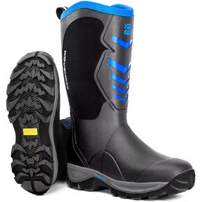 WOVENPAK Rubber Boots for Men, Waterproof Insulated Hunting Boots with Steel Shank, Anti-Slip Neoprene Boots, Outdoor Rubber Rain Boots, Size 6-13