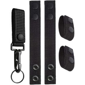 4pcs Duty Belt Keepers with Double Snaps and 1 Key Holder for Military Police Law Enforcement Belt Accessories