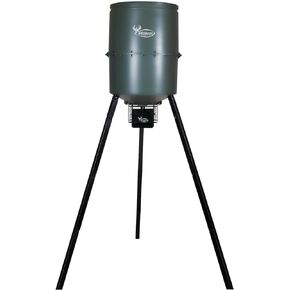 WILDGAME INNOVATIONS وحدة تغذية ألعاب Quick-Set Pro سعة 270 رطلًا مع مؤقت رقمي، حامل ثلاثي القوائم متين مقاوم للذرة/حبيبات صيد الغزلان مع 1-6 أوقات تغذية متاحة ونصف قطر 50 قدمًا