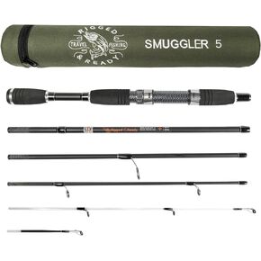 Rigged and Ready Smuggler Series Fishing Rods. 5 Unique Super Compact Multi-Function Rod Lengths, with 2 or 4 Tips for Active Travel Rod Anglers for Freshwater and seawater Fish