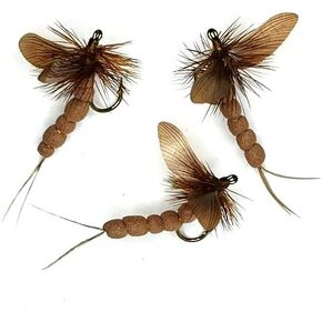 Adult Mayfly Adams - Size #14 - Pack of 3 - Terrestrial Dry Fly Attractor - Unsinkable Foam - Dropper Rig - Flyfish for Trout Bass Bluegill Crappie and Other Gamefish