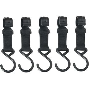 5PCS Hook Hangers Velcro Hat Hooks Clothing Hooks Storage Hanging Hooks for Ice Shelters Camping Lights Pots Cookware Portable Storage Racks for Ice Fishing Tents Outdoor Camping Hunting Black