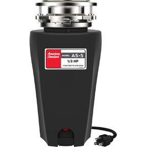 American Standard Slim Line Anti-Jam 1.25 HP Garbage Disposal | Quiet 1-1/4 HP Motor Grinds At 2800 RPM, Stainless Steel, Septic Safe, Easy 3-Bolt Install, Cord Included (10-US-AS-12-SL) in Kuwait