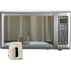 Emerson MW7601SL Compact Countertop Microwave Oven with Sleek Mirrored Finish Door 10 Power Levels, 6 Auto Menus, Glass Turntable and Child Safe Lock, 0.7 Cu. Ft, Silver in Kuwait