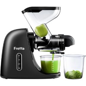 Masticating Slow Juicers, 3-inch Wide Feeding Chute Cold Press Juicer, Celery Juicer, Juicer Machines Vegetable and Fruit,Juice Recipes Included, 2 Speed, BPA-Free, Easy Clean, 200W(Black)