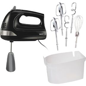 Hamilton Beach 6-Speed Electric Hand Mixer with Whisk, Dough Hooks and Easy Clean Beaters, 275 Watts, Snap-On Storage Case, Black