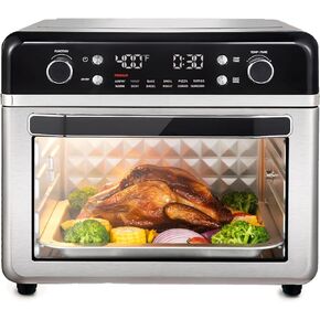 27.5 QT/26 L Extra-Large Smart Quick Air Fryer Toaster Oven, Multifunctional 12-in-1 Convection Countertop Oven Combination, Included Accessories and Authentic Chef Recipe Guide