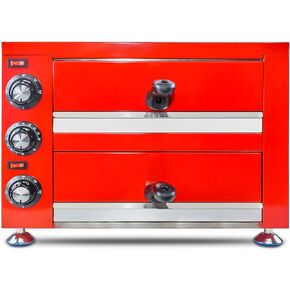 Commercial 12" Electric Pizza Oven, Indoor 2-Layers Pizza Maker, Countertop Stainless Steel Oven with Timer for Restaurant Home Potluck, Red