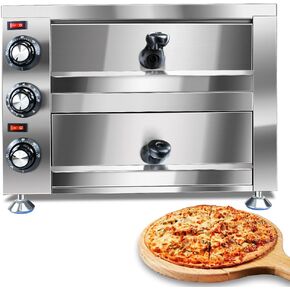 YOOKTEN Electric Countertop Pizza Oven Indoor Commercial Pizza Maker Machine for Home Stainless Steel 2-Tier Pizazz Pizza Oven,1100W