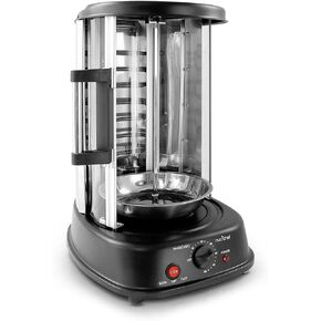 NutriChef Vertical Rotating Shawarma Oven - Rotisserie, Shawarma, & Kebab Machine - Stain-Resistant, Energy-Efficient - Heat-Resistant Door - Includes Kebab Rack with 7 Skewers - Stainless Steel