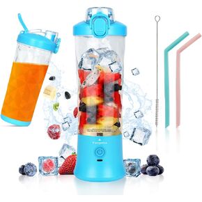 Portable Blender, Personal Size Blender for Shakes and Smoothies, Waterproof 20OZ USB Rechargeable Mini Blender Cup with 6 Sharper Blades (coal black)