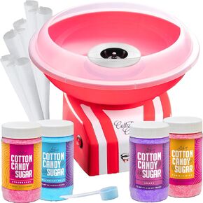 مجموعة آلة حلوى حلوى القطن والخيط - نمط مشرق وملون - حلوى خالية من السكر، خيط تنظيف السكر، لحفلات أعياد الميلاد - تتضمن 4 نكهات سكر الخيط 12 أونصة و50 مخروطًا ورقيًا ومغرفة in Kuwait