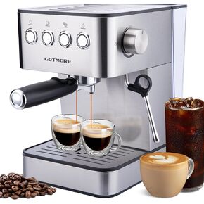 Espresso Coffee Machine, Semi-Automatic Espresso Machine with Milk Frother Steam Wand for Latte Cappuccino, 15 bar Stainless Steel Espresso Maker for Home with 60.8oz Removable Water Tank