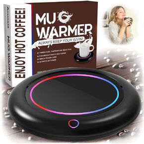 Coffee Mug Warmer, 40w High Power Fast Heating & Novel Colorful Ring Light, Coffee Warmer for Desk Auto Shut Off, 3 Temp Settings, Fits Most Cups, Cup Warmer for Scalding Coffee, Tea and Milk in Saudi Arabia