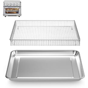 Stainless Steel Air Fryer Basket and Tray,Compatible with Cuisinart Airfryer TOA-060 and TOA-065 (with Cuisinart Airfryer TOA-060 and TOA-065 2 PCS)