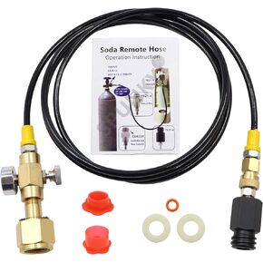 Upgrade CGA320 to TR21-4 Soda maker Co2 Tank Cylinder Direct Adapter with 60 inches High-Pressure Hose, Soda Maker direct Connector for Soda Club (Gauge and bleed valve)