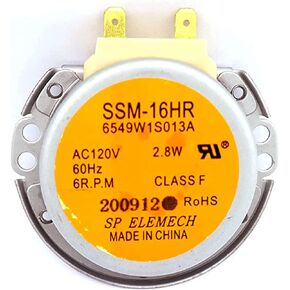 (6549W1S013A Motor) 6549W1S013A (=6549W1S013K) New OEM Produced for LG Microwave Turntable Motor Replacement Part - SSM-16HR 120V 6 RPM 2.8W Plastic 3/8" Half Moon Shaft (D Shaped)