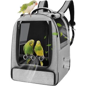 Bird Backpack Carrier,Bird Travel cage Backpack with Tray and Standing Perch,Feeding Tank,Waterproof pad,Used for Parakeets,hornbirds,Lovebirds,Small and Medium-Sized Bird