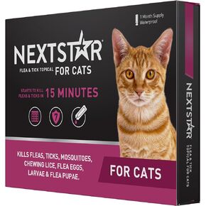 NEXTSTAR Flea and Tick Prevention for Cats, Repellent, and Control, Fast Acting Waterproof Topical Drops for Cats Over 3.5 lbs, 3 Month Dose