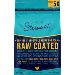 Stewart Dog Food, Raw Coated Chicken & Vegetable Recipe, 4 lb. Bag, Probiotics for Dogs, Made in USA, Chicken Dog Food, Products for Dogs