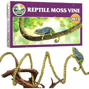 Duspro 10FT Reptile Vines for Climbing Bendable Branch for Reptile Natural Moss Rope Jungle Decor for Bearded Dragon, Chameleon Tank Accessories, Snake Gecko Lizard Terrarium