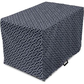 Lunarable Blue Nautical Dog Crate Cover, Marine Love Themed Pattern of Romantic Sailor as Heart Shape, Easy to Use Pet Kennel Cover for Small Dogs Puppies Kittens, 18 Inch, Dark Violet Blue White