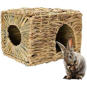 Natural Seagrass Mat Bed Hideaway Toy, Hand Woven for Rabbit Guinea Pig Chinchilla Ferret