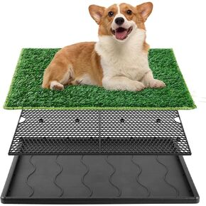 Grass Pad for Dogs,17"x25" Dog Grass Pad with Tray,Indoor&Outdoor Dog Potty Tray,Perfect Training Pet Portable Potty,Washable Puppy Pee Pad for Puppy Training Apartment,Balcony and Apartment Use