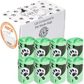 120-Count Dog Waste Bags, Eco-Friendly Biodegradable Puppy Poo Bags - Made in the USA, Leak-Proof, Odor Blocking, Extra Thick Dog Waste Bags, Compostable Poop Bags