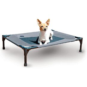 سرير مرتفع ومبرد من K&H Pet Products مع شبكة مسامية قابلة للغسل، وأقدام مطاطية مضادة للانزلاق، سرير كلب محمول داخلي وخارجي، شبكة رمادية/سوداء متوسطة in Kuwait