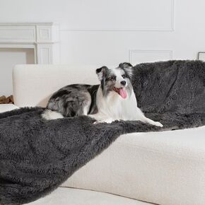gogobunny Waterproof Dog Blanket for Large Dogs, Cats, Puppy, Reversible Faux Fur Pet Throw Blanket, Washable, Calming Furniture Protection for Sofa Bed (50x60 Inch (Pack of 1), Cream)
